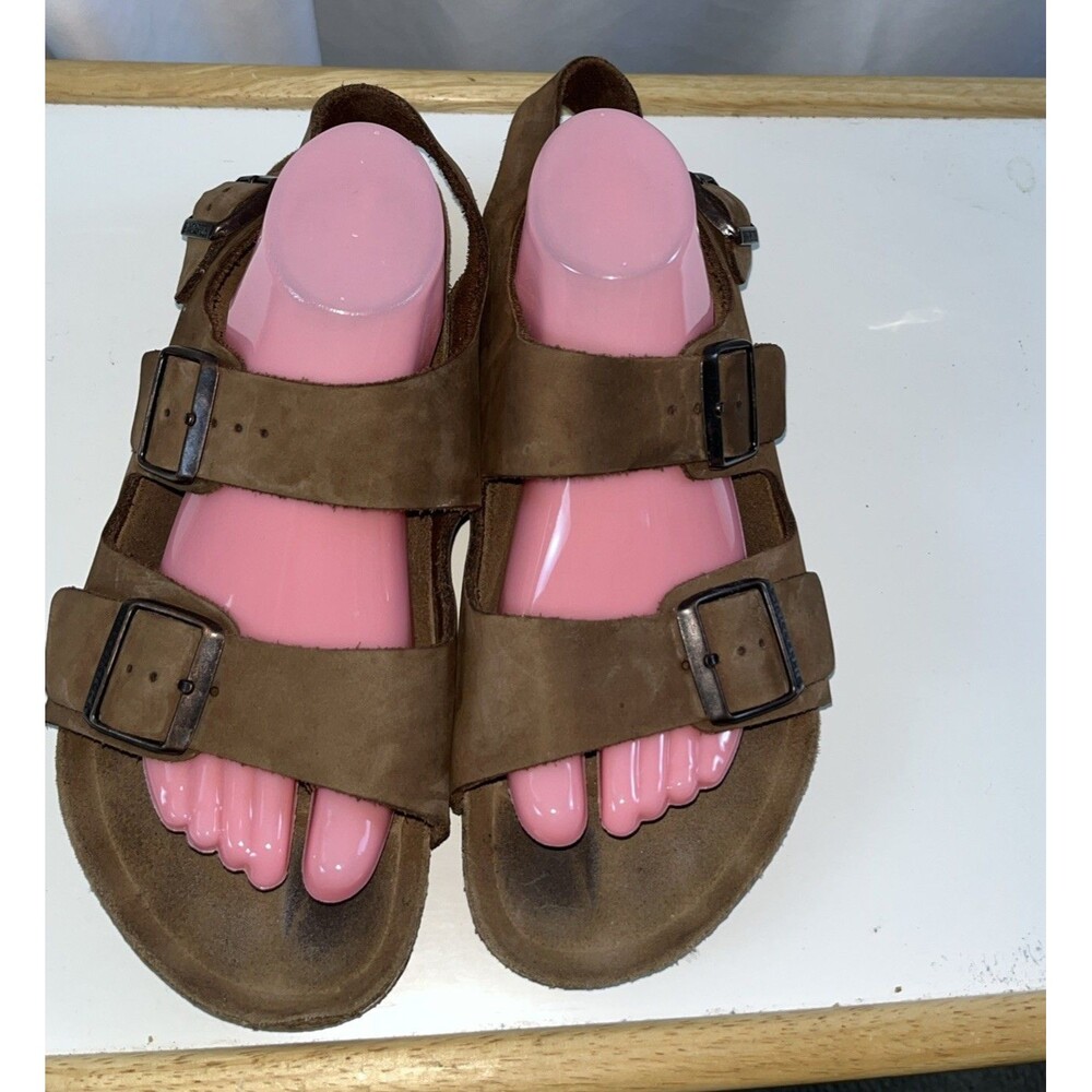 Birkenstock Brown Suede Two-Strap Sandals